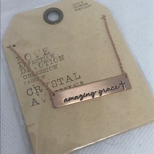 NWT Crystal Avenue amazing Grace quote necklace